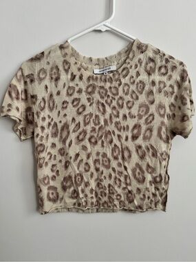 Olivaceous Beige Knit Leopard Print Top
